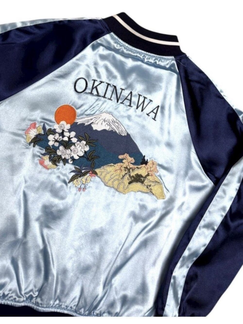 JAPAN SUKAJAN Satin Okinawa REVERSIBLE Tiger Bomber Jacket Womens Medium - Picture 7 of 7